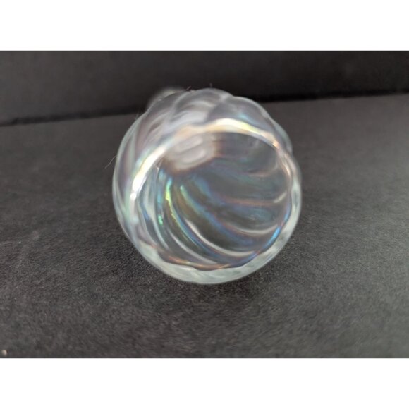 Vintage Iridescent Swirl Glass Perfume Bottle With Stopper - Picture 6 of 6